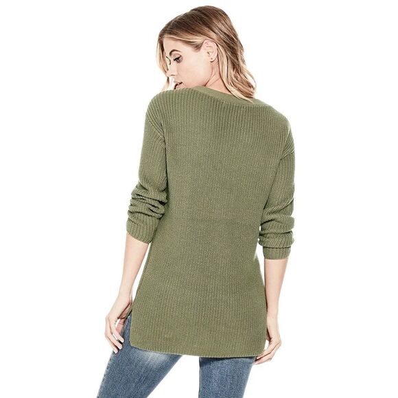 GUESS Khloe Lace-Up Sweater in Green - Picture 13 of 13